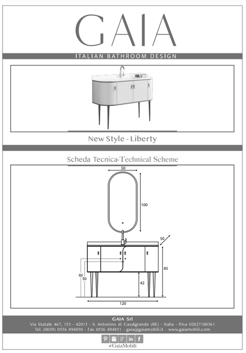 Mobilier baie clasic Liberty 120X50 Gaia Mobili Italy