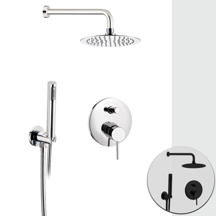 Baterie Duș Încastrată SWING Crom Negru Mat - Set Complet cu Para Duș 20cm - Made in Italy