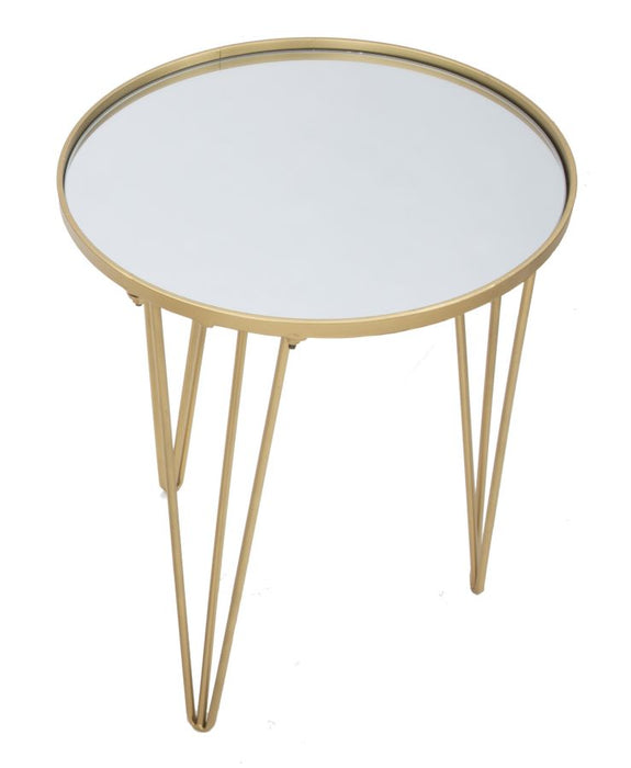Masă Cafea Glam Gold cu Blat Oglindă Ø 40x49cm | Design Auriu Strălucitor | Living Modern