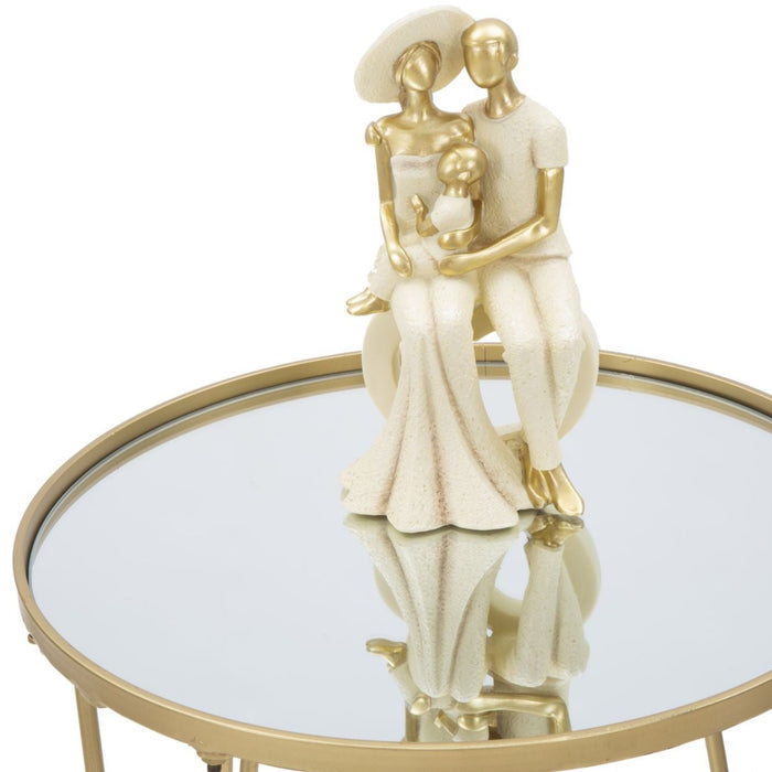 Masă Cafea Glam Gold cu Blat Oglindă Ø 40x49cm | Design Auriu Strălucitor | Living Modern