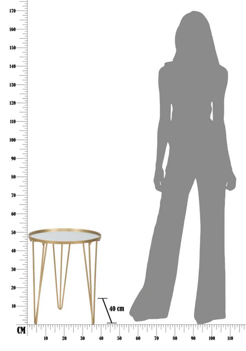 Masă Cafea Glam Gold cu Blat Oglindă Ø 40x49cm | Design Auriu Strălucitor | Living Modern