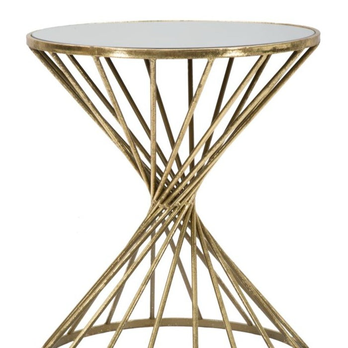 Măsuță Mică Hypnos Aurie Ø 42x50cm | Design Glam Luxos | Sticlă și Metal Premium