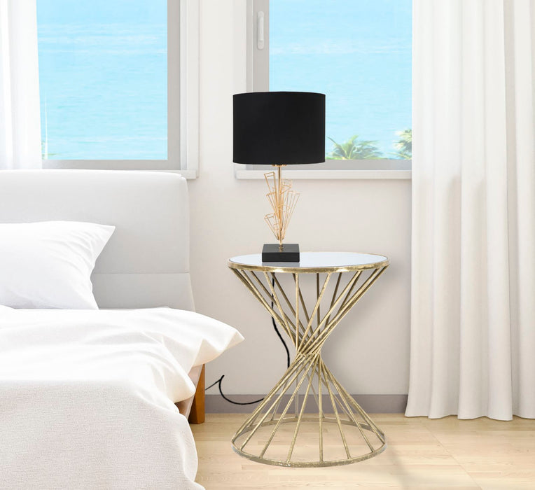 Măsuță Mică Hypnos Aurie Ø 42x50cm | Design Glam Luxos | Sticlă și Metal Premium