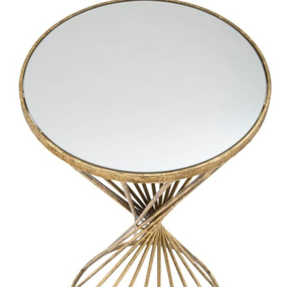 Măsuță Rotundă Hypnos Aurie Ø 35x70cm | Design Glam Înalt | Sticlă și Metal Premium