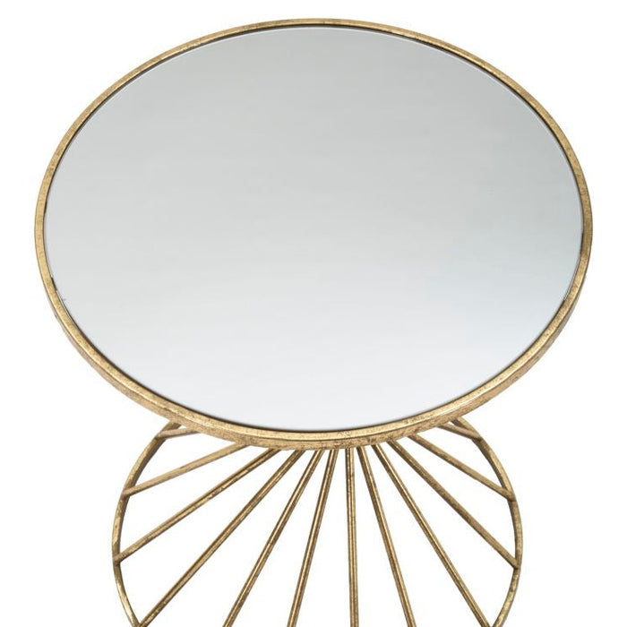Măsuță Mică Hypnos Aurie Ø 42x50cm | Design Glam Luxos | Sticlă și Metal Premium