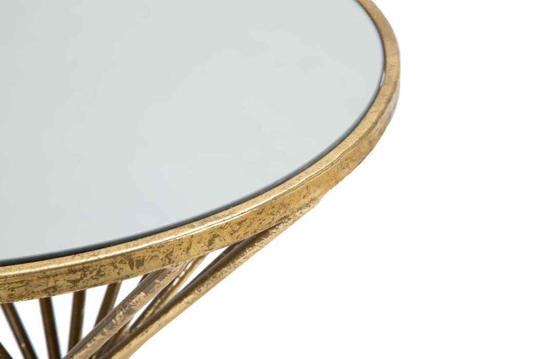 Măsuță Mică Hypnos Aurie Ø 42x50cm | Design Glam Luxos | Sticlă și Metal Premium