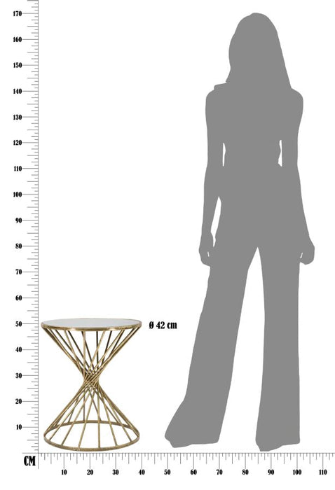 Măsuță Mică Hypnos Aurie Ø 42x50cm | Design Glam Luxos | Sticlă și Metal Premium