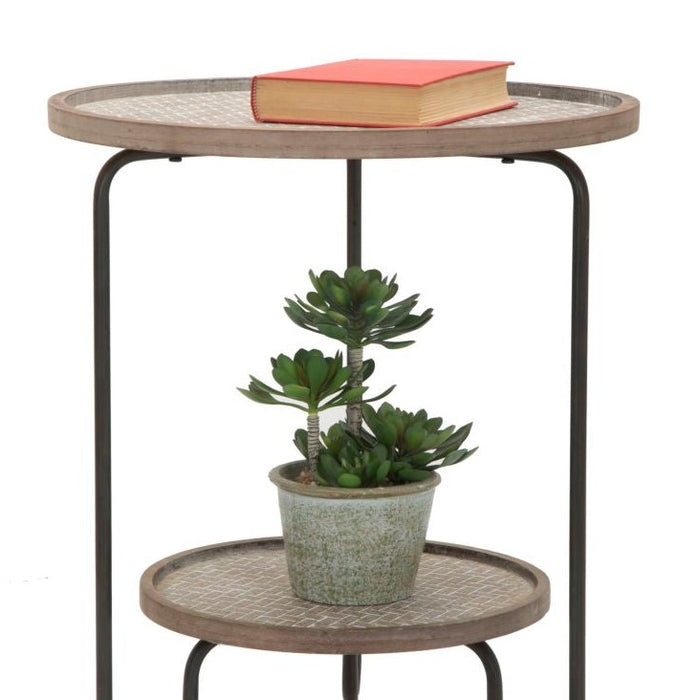 Masă Arex cu 2 Rafturi Ø 48x54,5cm | Design Industrial Negru-Maro | Practică și Elegantă