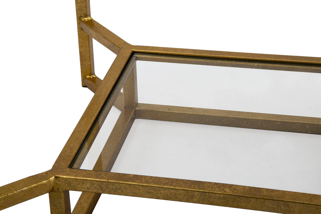 Măsuță Cafea Dublă cu Marmură Albă 47x47x60cm | Design Glam Auriu | 2 Rafturi Elegante