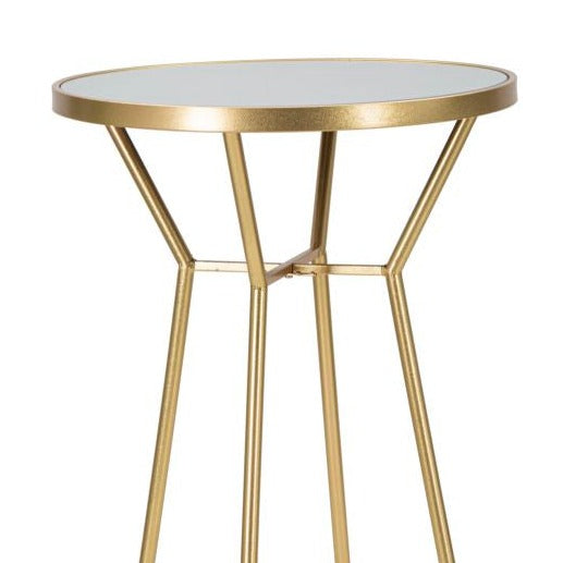 Consolă Bar Cerc Aurie Ø 60x105cm | Design Glam Minimalist | Blat Oglindă Elegant
