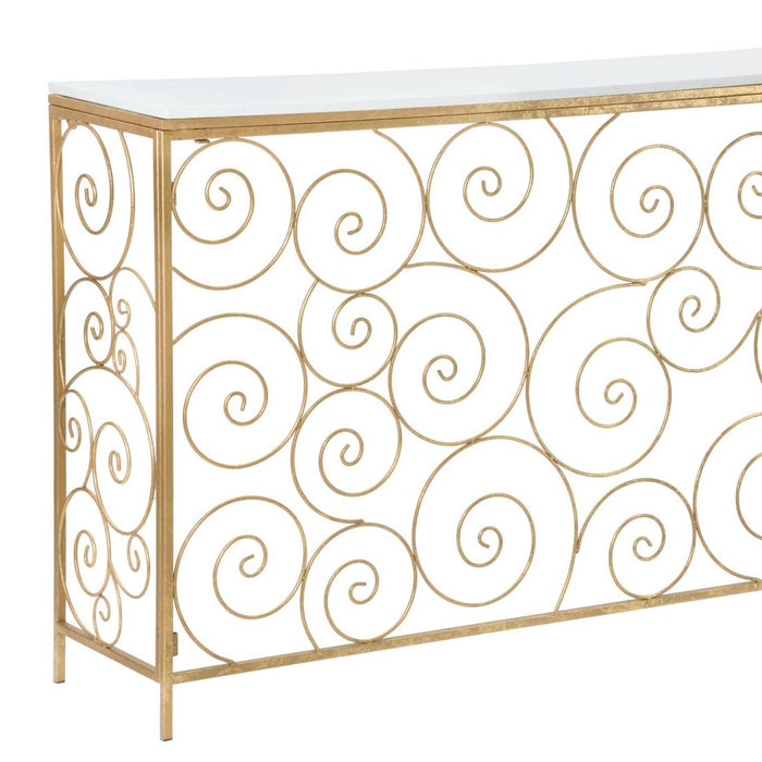 Consolă Glam Spirală din Marmură și Metal Auriu 140x36x82 cm