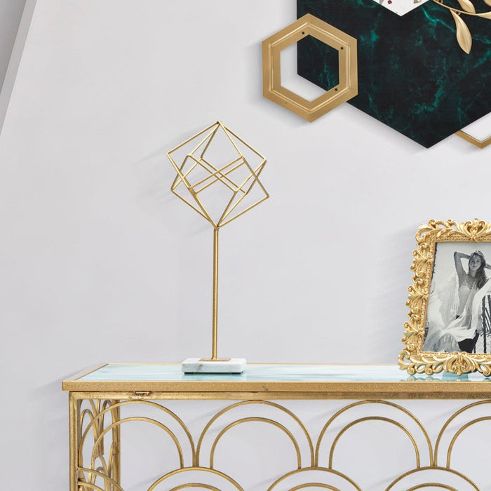 Sculptura eleganta din metal auriu Cm 16X18X41,5