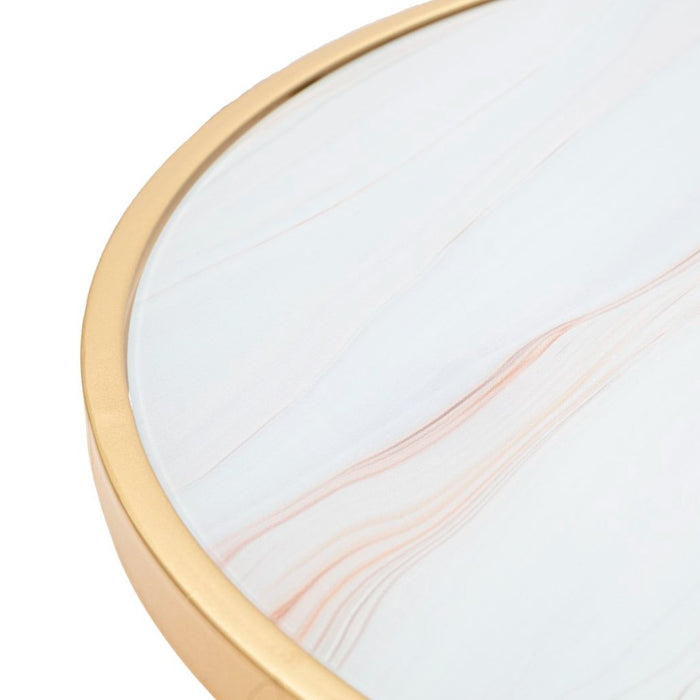 Masă Rotundă Glam Aurie cu Blat Marmură Ø50cm - Design Elegant pentru Living