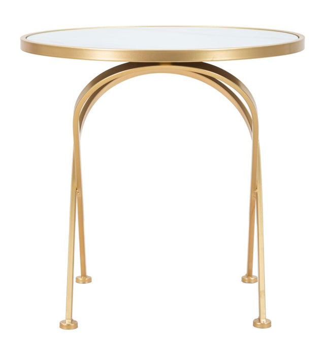 Masă Rotundă Glam Aurie cu Blat Marmură Ø50cm - Design Elegant pentru Living