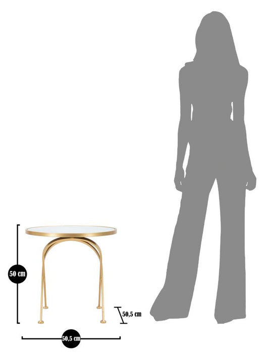 Masă Rotundă Glam Aurie cu Blat Marmură Ø50cm - Design Elegant pentru Living