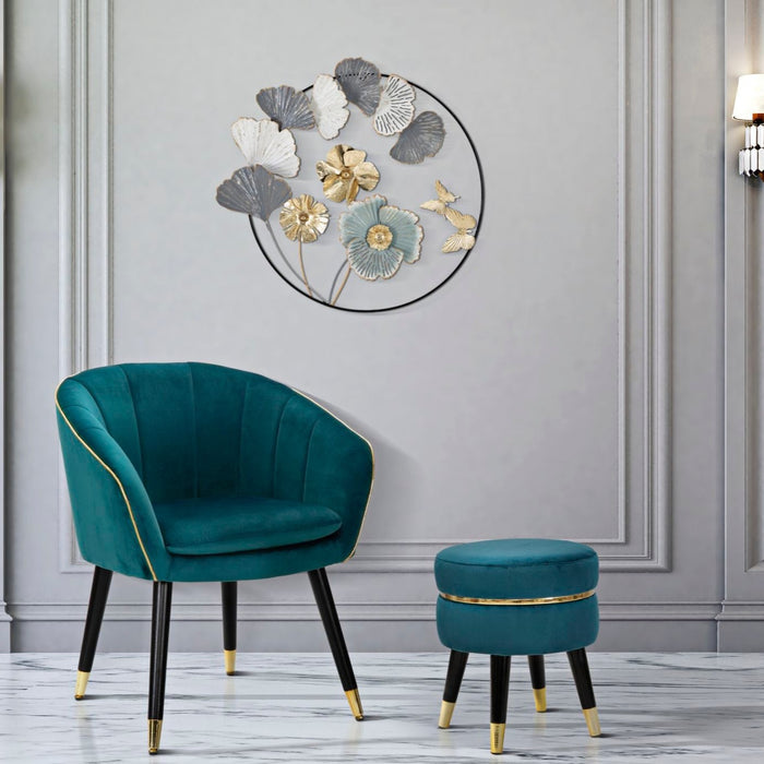 Fotoliu Paris Teal/Aur Cm 62X58X78