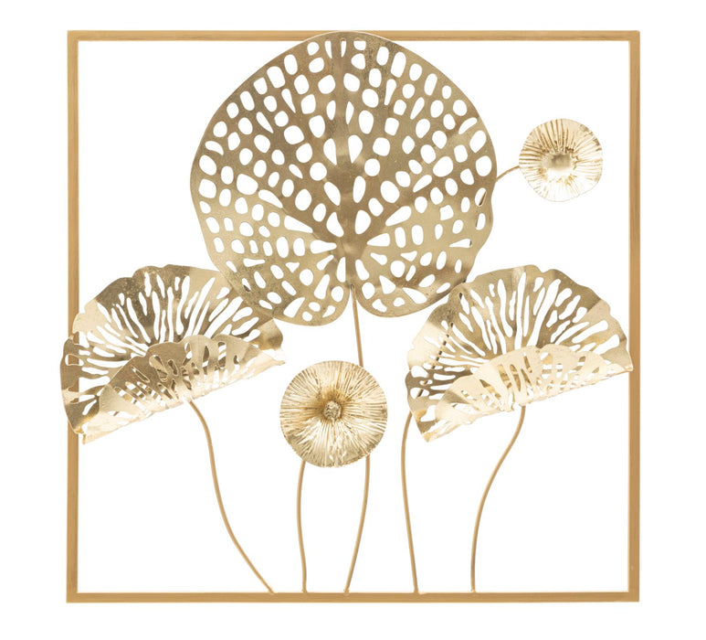 Panou De Perete Fier Flori De Aur Cm 50X5X50