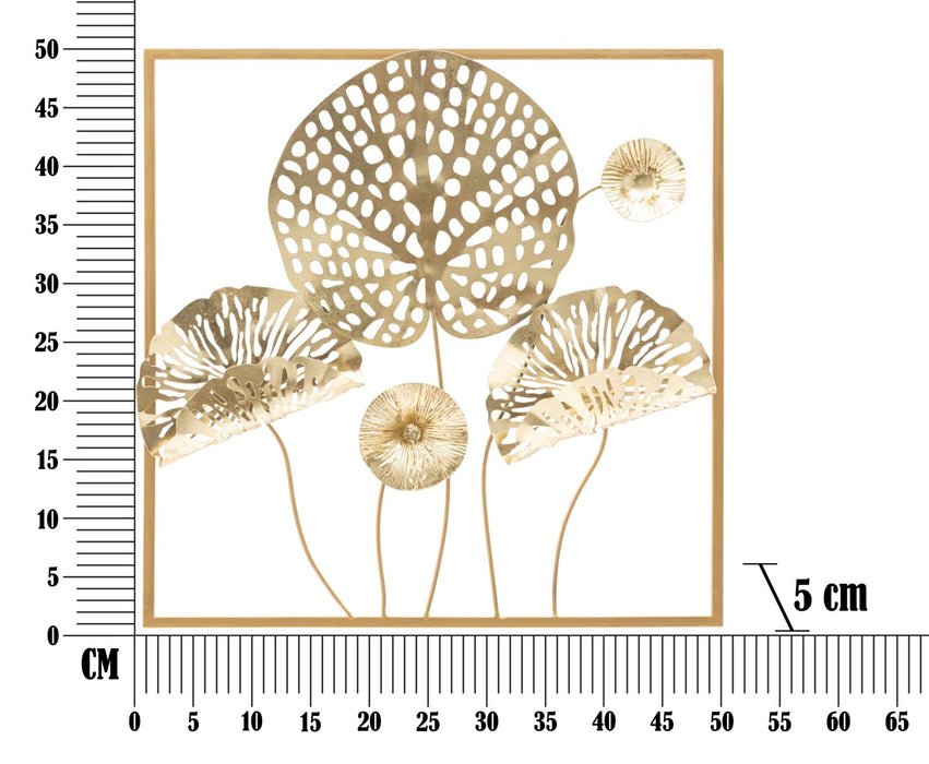 Panou De Perete Fier Flori De Aur Cm 50X5X50