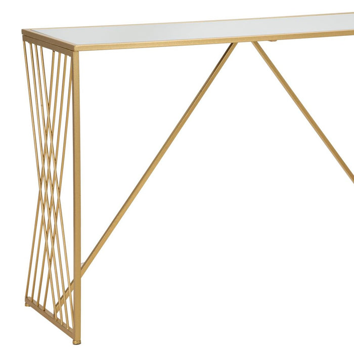 Consolă Easy Aurie 120x80x40cm | Design Glam cu Blat Oglindă | Hol și Living Elegant
