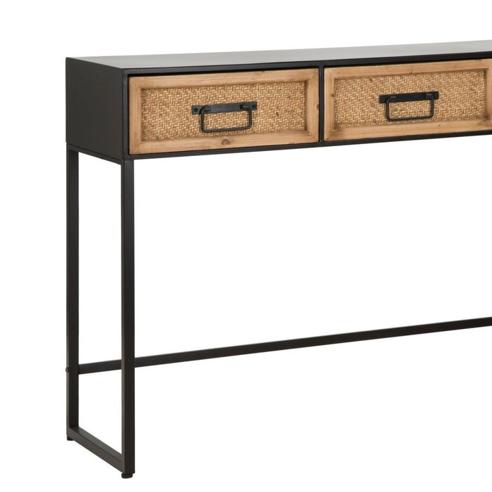Consolă Hanoi 120x78x35cm | Design Boho Chic cu 2 Sertare Ratan | Hol Modern