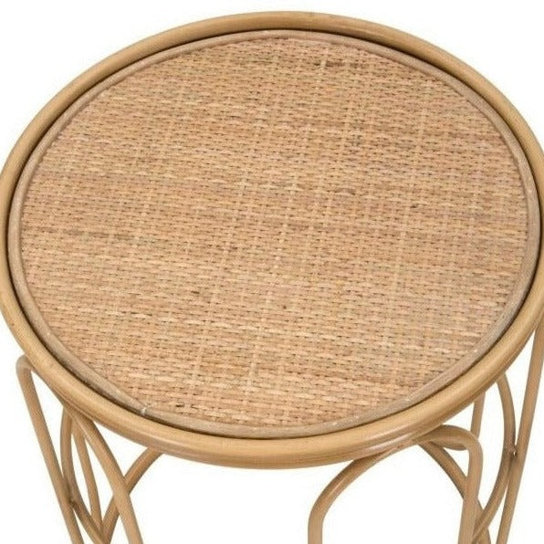 Măsuță Samui din Bambus și Ratan Ø 40x55cm | Design Boho Chic Organic | Elegantă