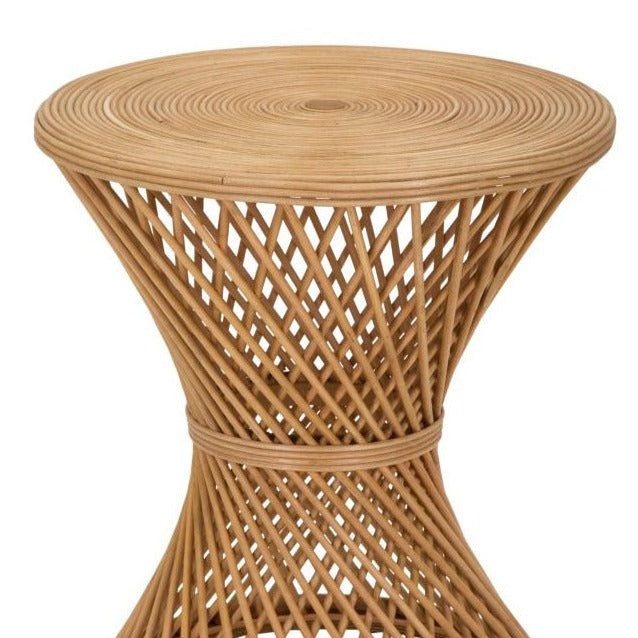 Măsuță Rotundă din Ratan Ø 48x56cm | Design Boho Chic Natural | Împletitură Artizanală