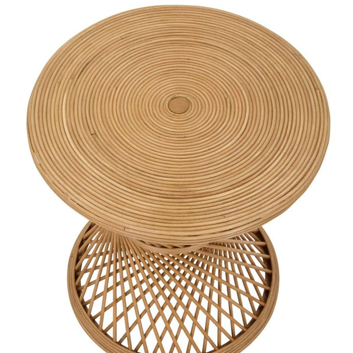 Măsuță Rotundă din Ratan Ø 48x56cm | Design Boho Chic Natural | Împletitură Artizanală