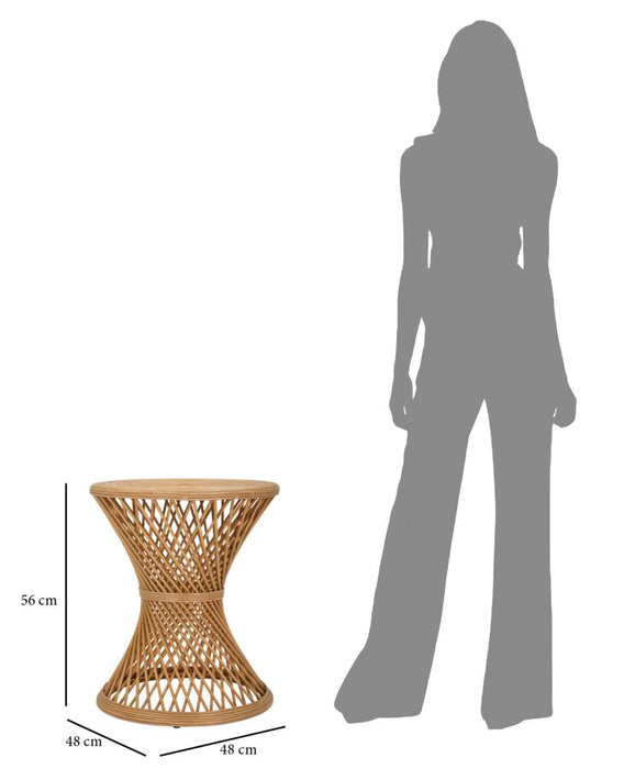 Măsuță Rotundă din Ratan Ø 48x56cm | Design Boho Chic Natural | Împletitură Artizanală