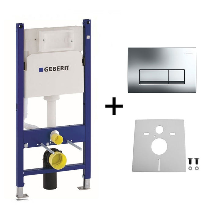Set rezervor incastrat Geberit, Duofix, cu set fixare si clapeta crom lucios, Delta