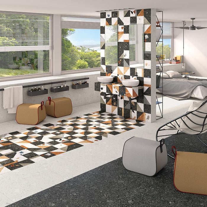 Gresie / faianta terrazzo straciatella grafito 80X80 cm