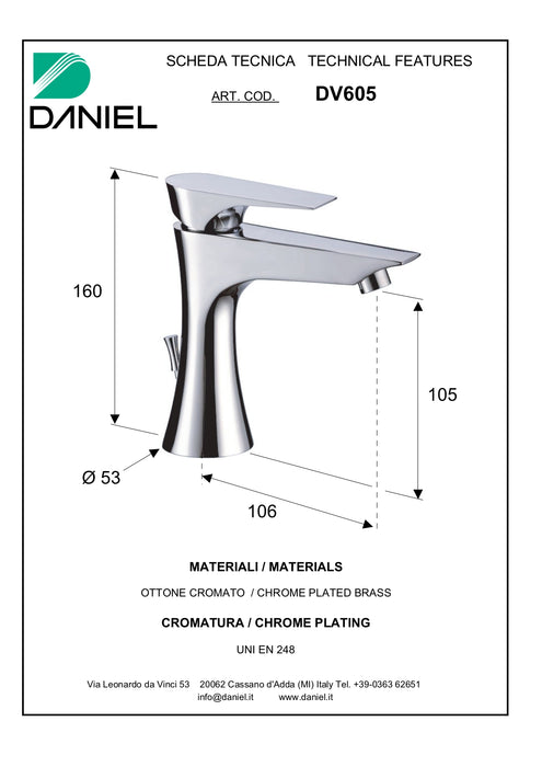 Baterie lavoar diva made in italy dv605