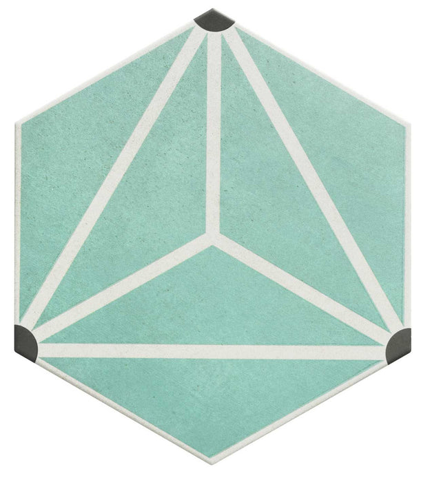 Gresie faianta hexagonala osaka aqua grey 28X33 cm made in spania