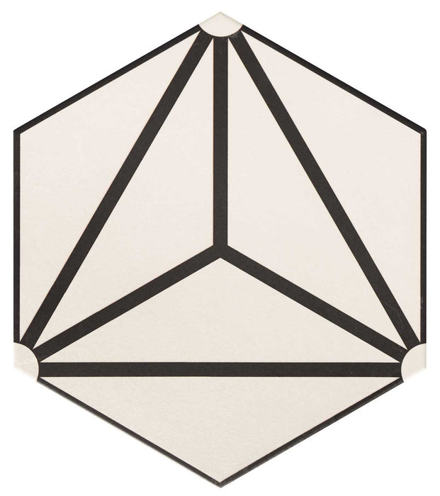 Gresie faianta hexagonala osaka alb negru 28X33cm made in spania
