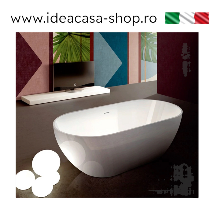 Cadă Clivia Solid Surface Albă 170x75x57cm - Design Modern Treesse Italy
