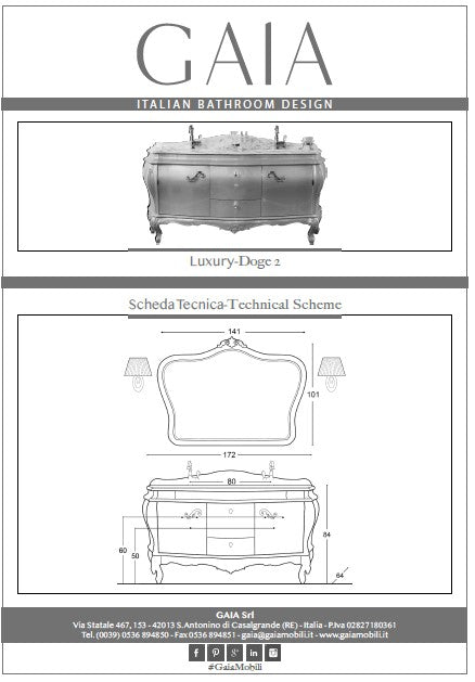 Mobilier baie clasic Doge 2 172x64 Gaia Mobili Italy
