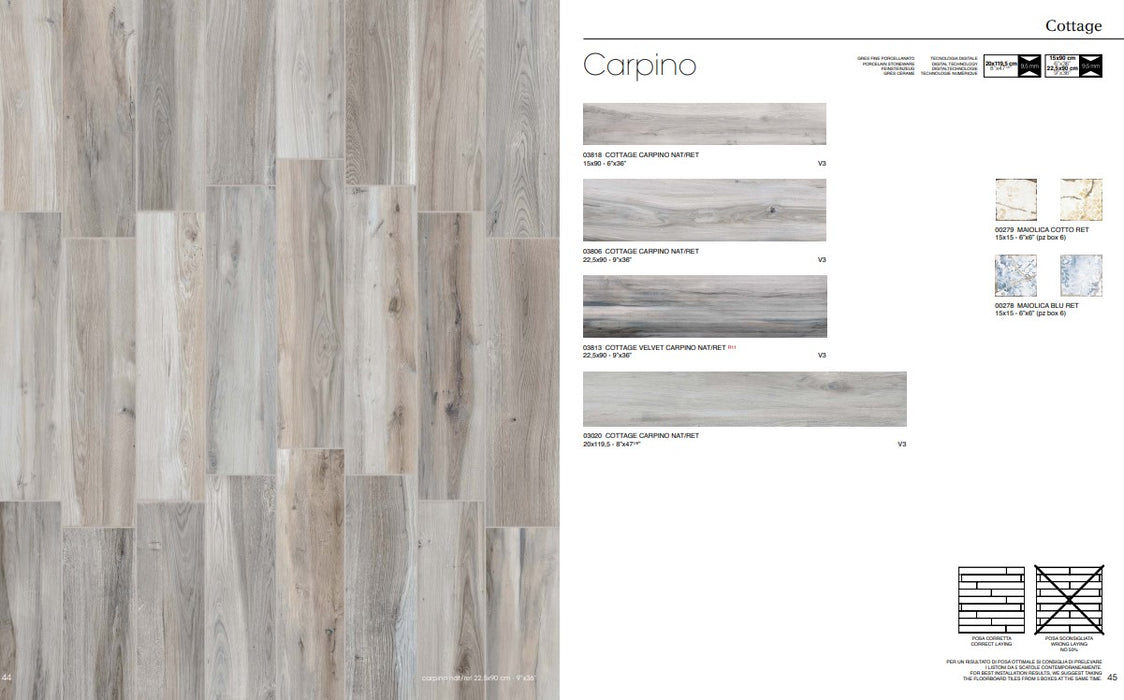 Gresie cottage carpino 15X90cm made in italia