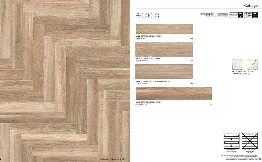 Gresie cottage acacia 15X90cm made in italia