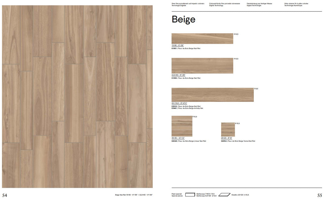 Gresie fleur de bois beige 15X90cm made in italia