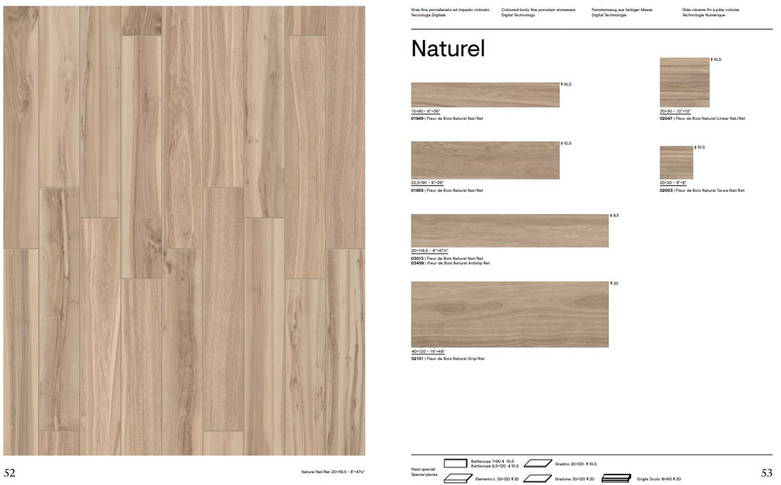Gresie fleur de bois naturel 15X90cm made in italia
