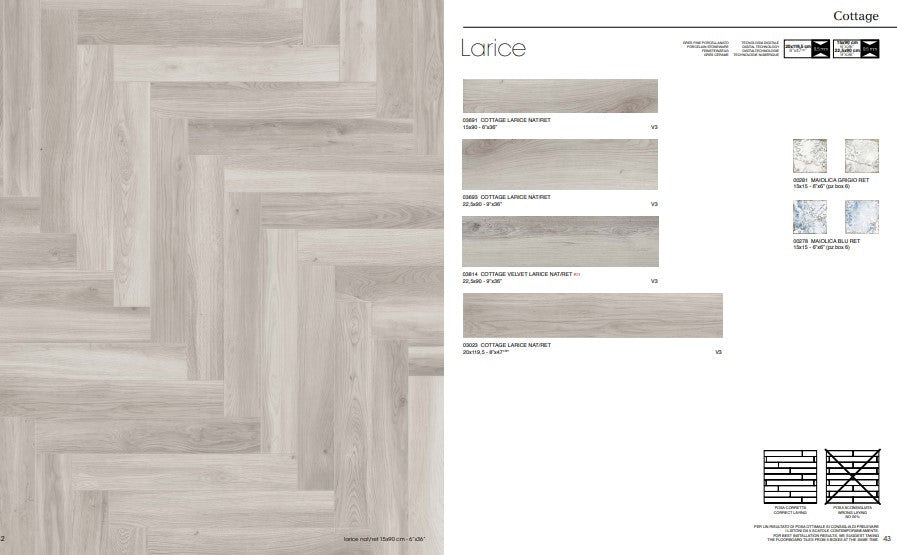 Gresie cottage larice 15X90cm made in italia