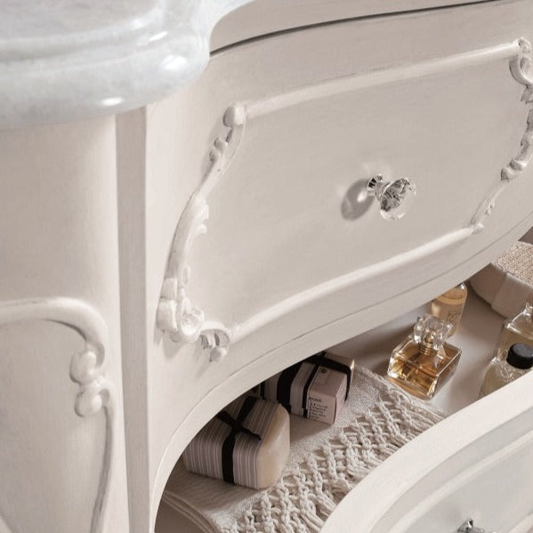 Mobilier Baie Clasic Anastasia 132cm Alb - Lemn Masiv & Marmură - Gaia Mobili Italia
