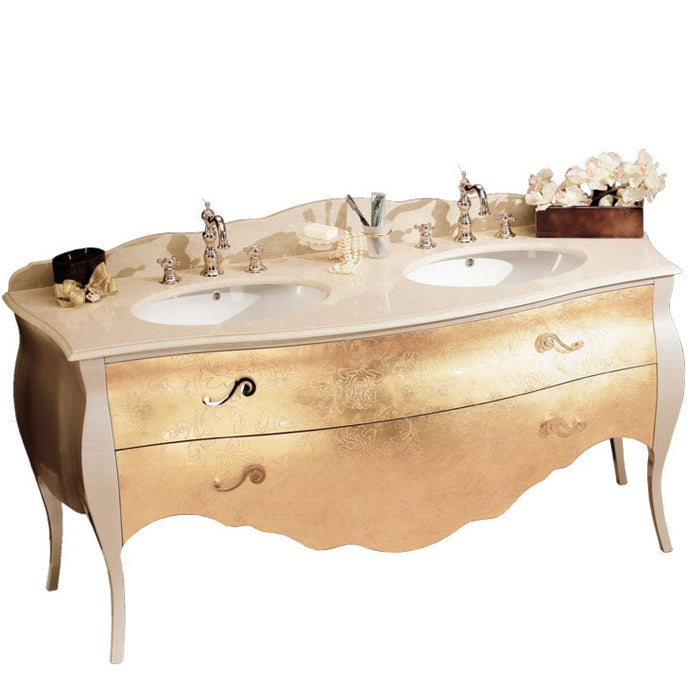 Mobilier baie clasic Seta foglie oro 175x62cm Gaia Mobili Italy