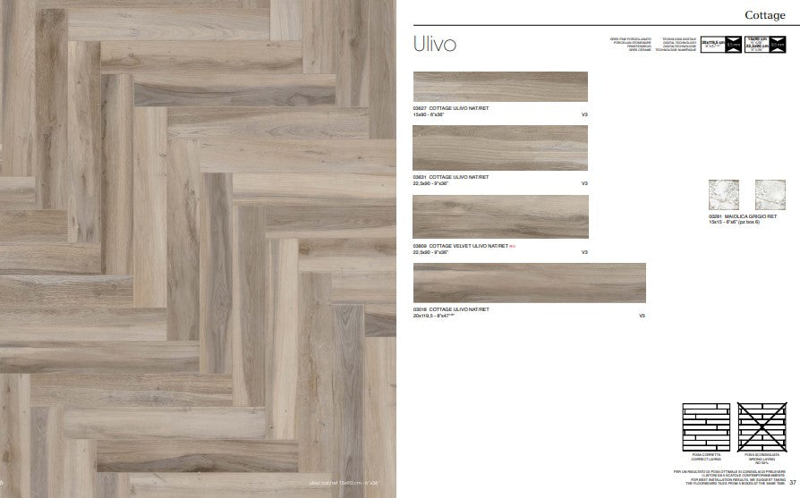 Gresie cottage ulivo 15X90cm made in italia