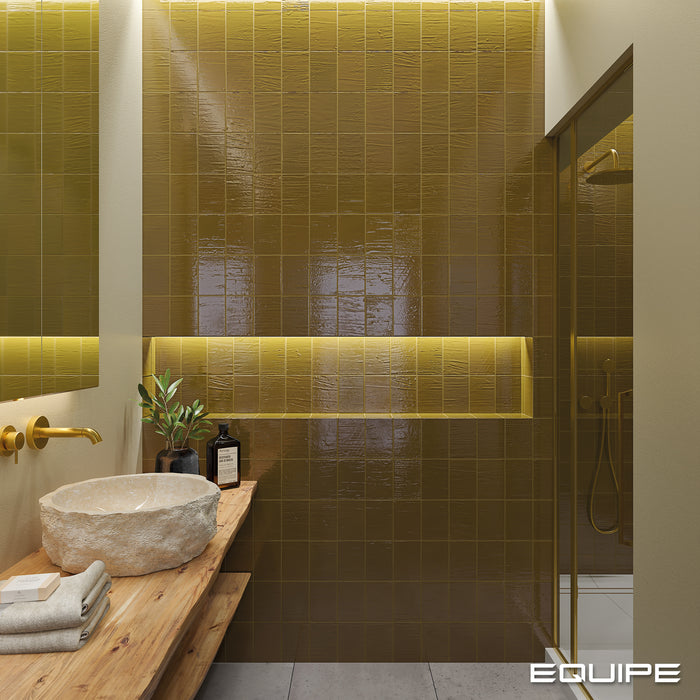 Faianță porțelanată Malaca 5×10 / 10×15 cm, Ecru Olive | Equipe