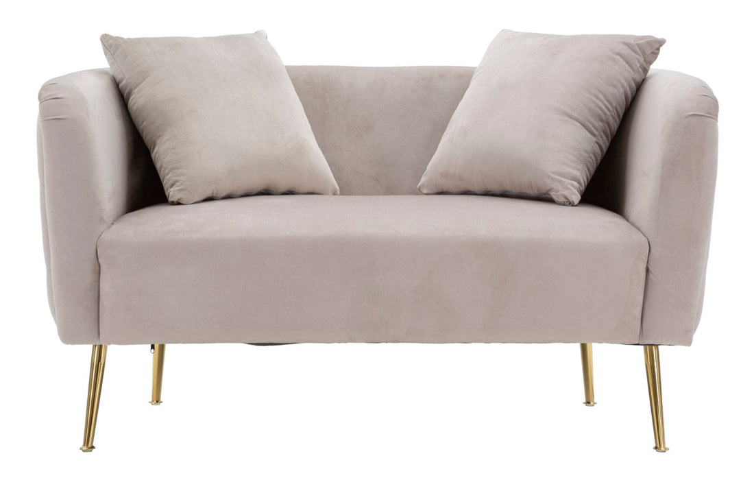 Canapea Bucarest 2 Locuri Catifea Grigio cu Picioare Aurii – Stil Glam