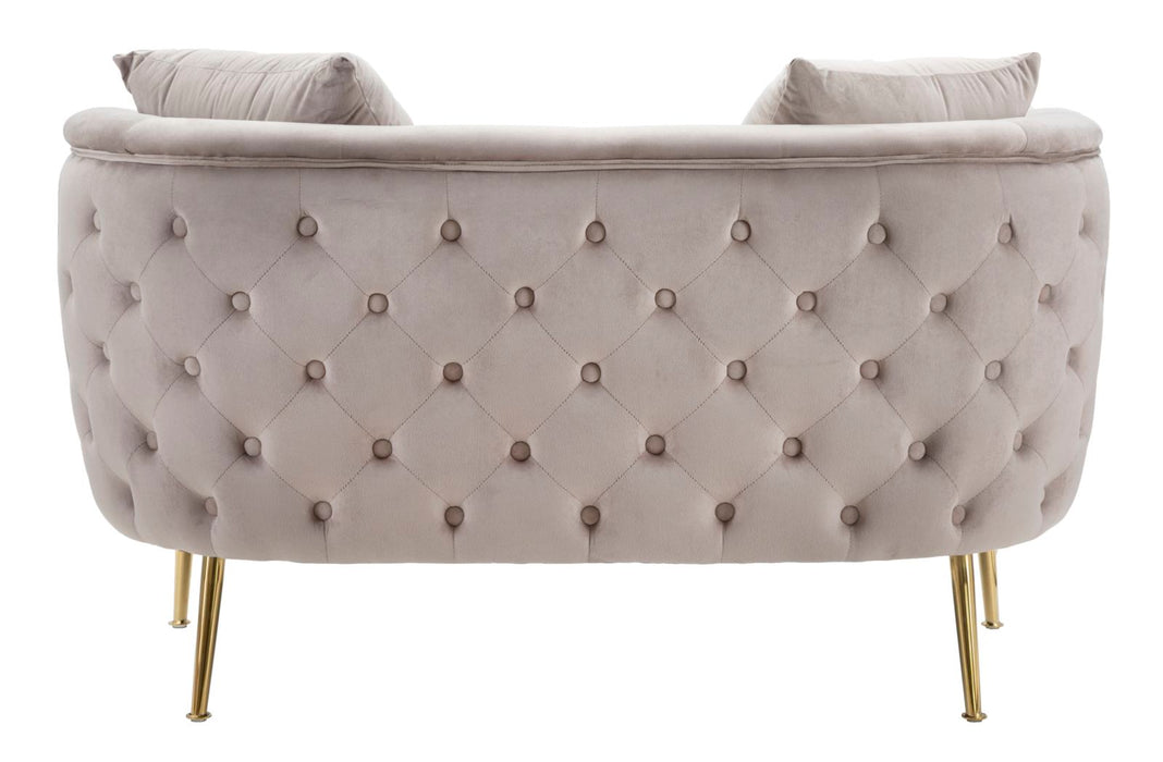 Canapea Bucarest 2 Locuri Catifea Grigio cu Picioare Aurii – Stil Glam