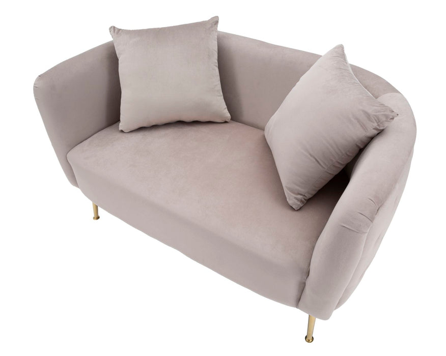 Canapea Bucarest 2 Locuri Catifea Grigio cu Picioare Aurii – Stil Glam