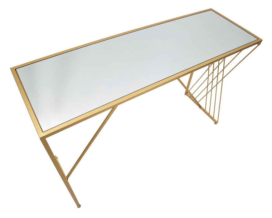 Consolă Easy Aurie 120x80x40cm | Design Glam cu Blat Oglindă | Hol și Living Elegant