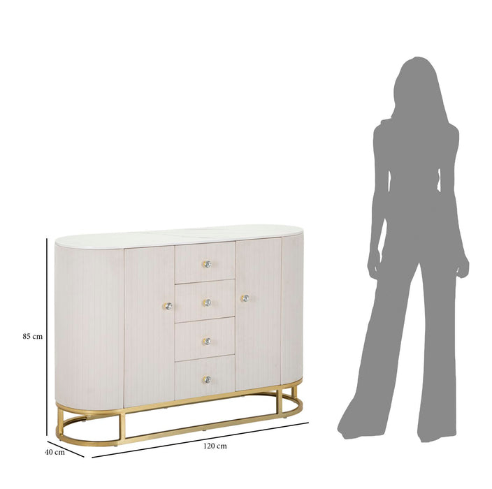 Set Mobilier Baie Glam Montpellier – Bază, Dulapuri & Oglindă | Crem | 120×40×85 cm