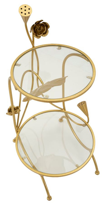 Măsuță Rotundă Flow Aurie Ø 40x78cm | Design Glam Vertical | Sticlă Elegantă